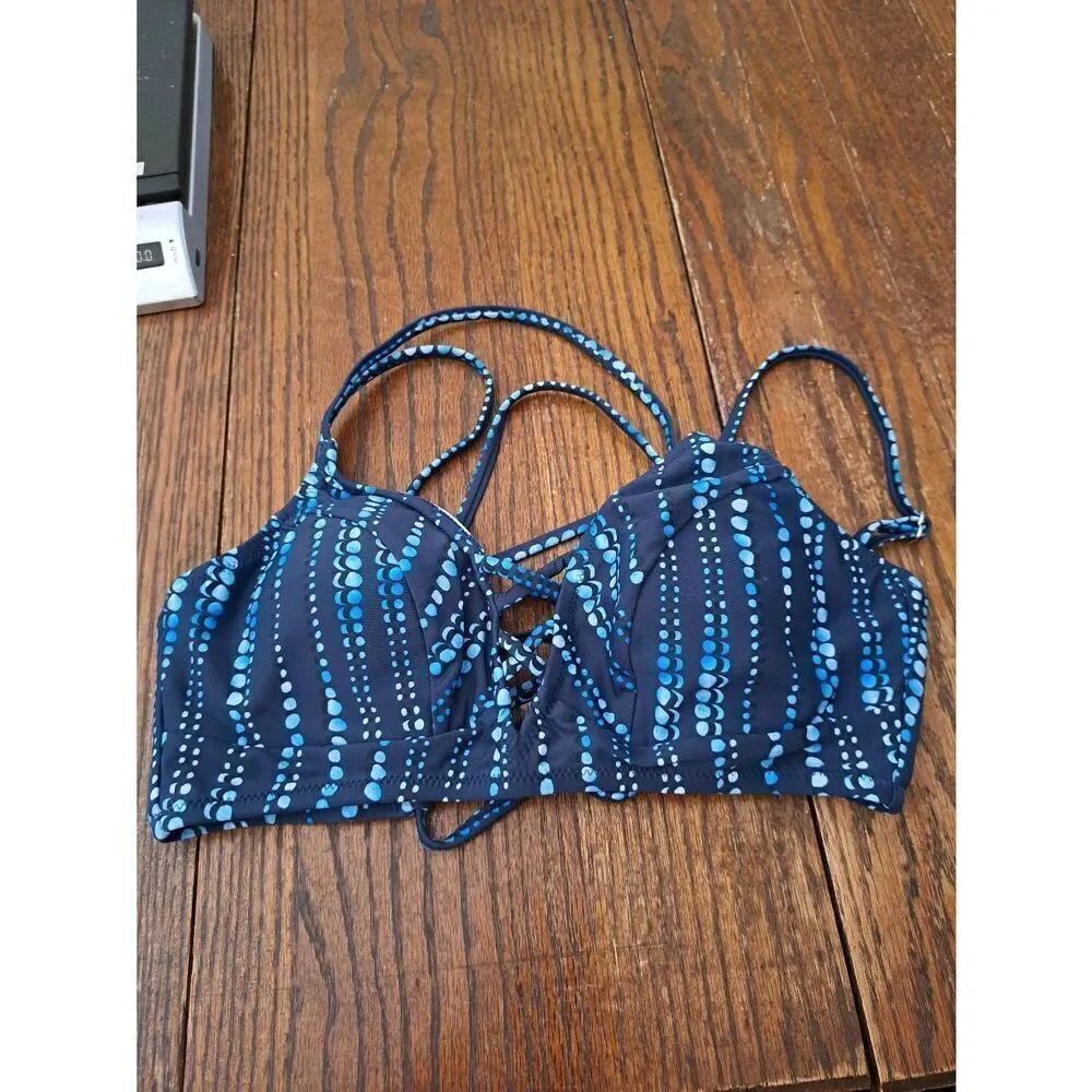 Medium Cupshe Blue Strappy Removable Pads Bikini Swimsuit Bathing Suit Crop Top